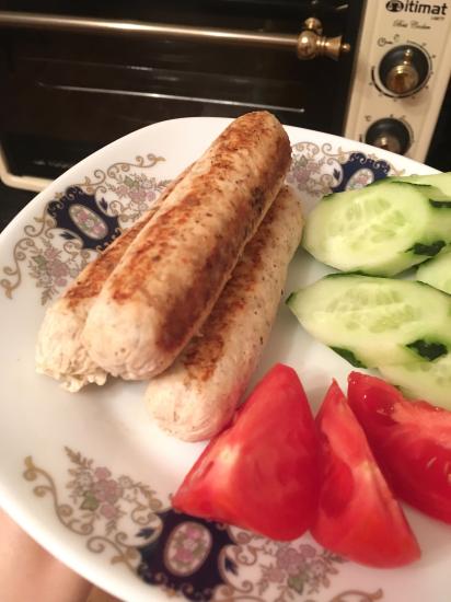 Домашние куриные сосиски с грибами
