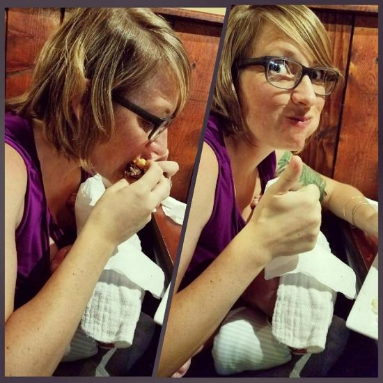 Win! Eating a burger while nursing