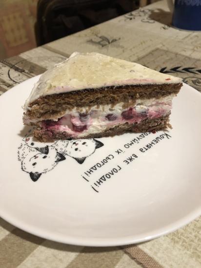 Как обещала,торт с вишней и творожным