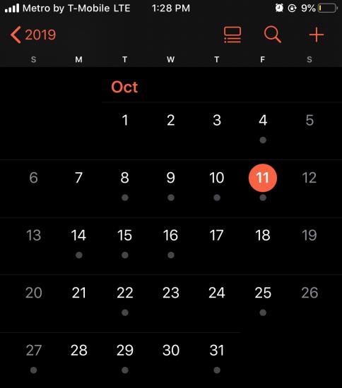 This has been my calendar all month.
