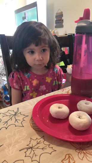 She had donuts and chocolate milk
